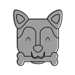 cute dog mascot with bone vector illustration design