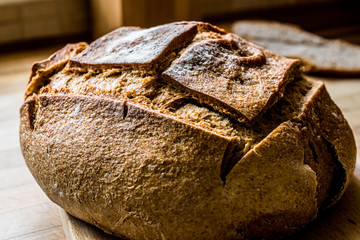 irish soda bread on wooden surface.