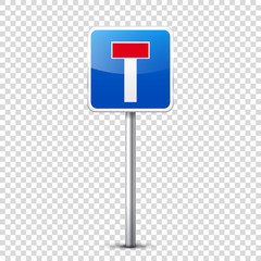 Road blue signs collection isolated on transparent background. Road traffic control.Lane usage.Stop and yield. Regulatory signs. Curves and turns.