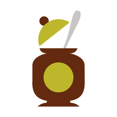 sugar pot with spoon vector illustration design