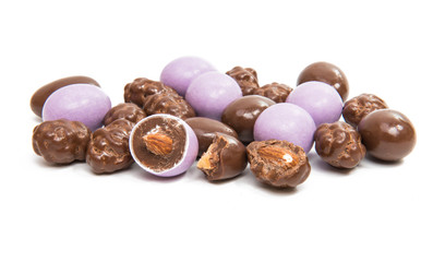 Dragee nuts in chocolate