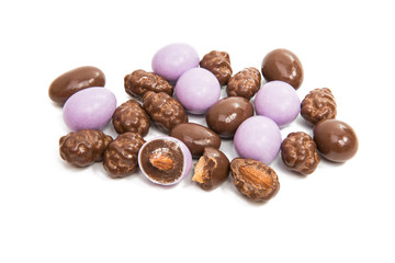 Dragee nuts in chocolate