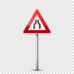 Road red signs collection isolated on transparent background. Road traffic control.Lane usage.Stop and yield. Regulatory signs. Curves and turns.