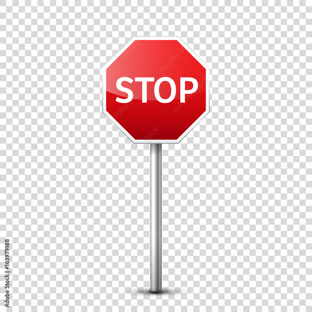 Wall mural road red signs collection isolated on transparent background. road traffic control.lane usage.stop a