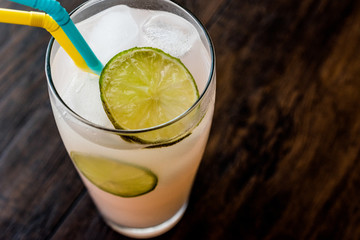 Greyhound Cocktail with lime (made with grapefruit).
