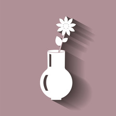 Vector image of a vase with a flower. Vector illustration with shadow