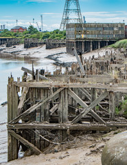 Derelict building next to river