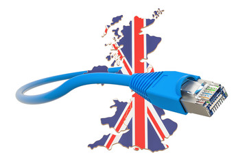 Internet service provider in UK concept, 3D rendering
