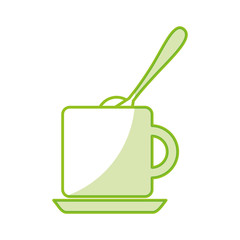 coffee cup with sugar spoon vector illustration design
