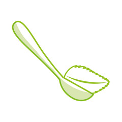 spoon with tea leaf product icon vector illustration design