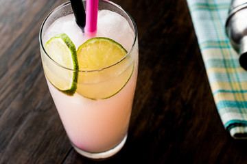 Greyhound Cocktail with lime (made with grapefruit).