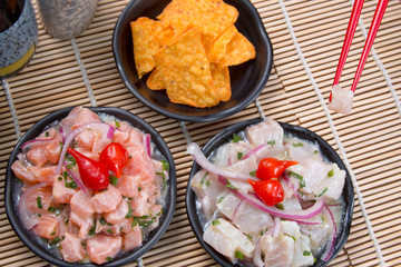 ceviche Tuna and salmon