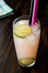 Greyhound Cocktail with lime (made with grapefruit).