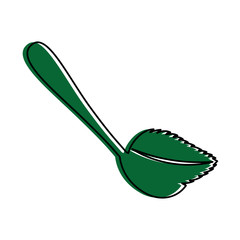 spoon with tea leaf product icon vector illustration design