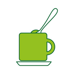 coffee cup with sugar spoon vector illustration design