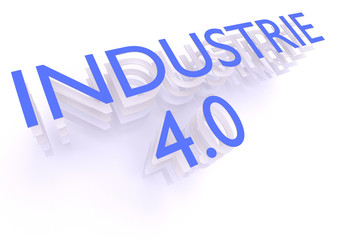 Industrie 4.0 (Industry 4.0), words in blue letters on white background, 3d rendering