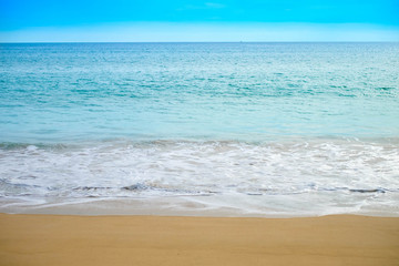 Beautiful beach sea sand and blue sky background