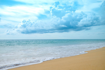 Beautiful beach sea sand and blue sky background
