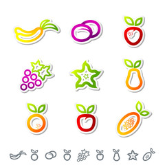 Set of stylized fruit set shapes. Trendy flat icons and logotypes. Business signs symbols, labels, badges, frames and borders