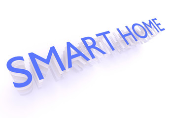 Smart Home, words in blue letters on white background, 3d rendering
