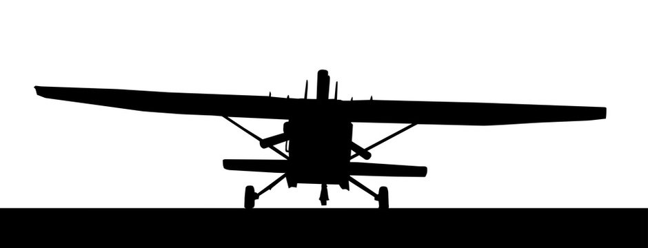 Front Profile Silhouette Of Landing X328 Atlas Angel Turbine Skydiving Equipped Aircraft