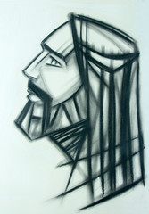 Jesus Christ Face charcoal illustration
