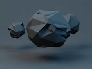 Fototapeta na wymiar Gray polygonal spheres. Abstract geometrical modern background. 3D render illustration