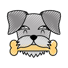 cute dog mascot with bone vector illustration design