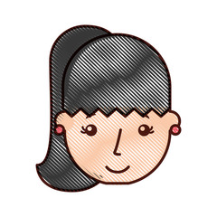 cute young girl head avatar character vector illustration design