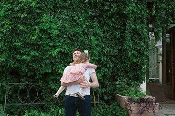 Father and daughter in nature