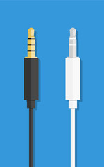 Mini jack 3.5mm audio plug. Flat design style. Vector