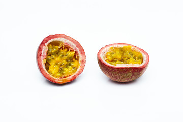 Close up passionfruit on the white background