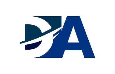 DA Negative Space Square Swoosh Letter Logo