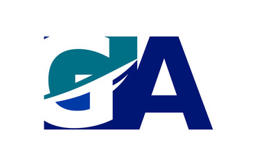 GA Negative Space Square Swoosh Letter Logo