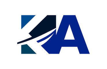 KA Negative Space Square Swoosh Letter Logo