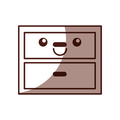 wooden drawer kawaii character vector illustration design