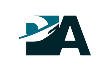PA Negative Space Square Swoosh Letter Logo