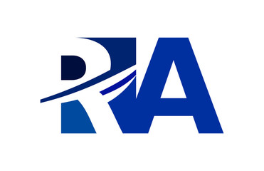 RA Negative Space Square Swoosh Letter Logo