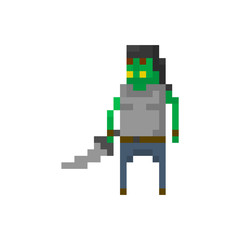 Pixel orc warrior for games and applications