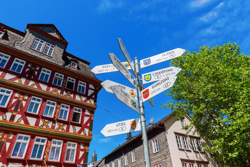 cityscape at the market square in Herborn, Germany