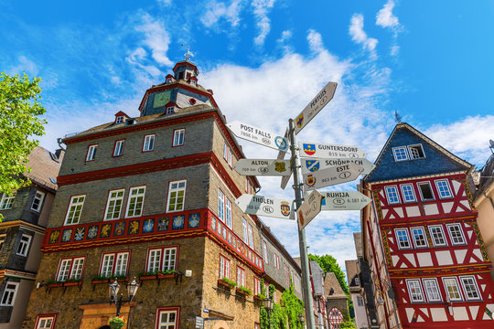 cityscape at the city square in Herborn, Germany