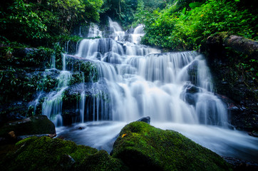 Fototapeta na wymiar Background Waterfall rocks. Waterfall nature.Waterfall in Thailand.