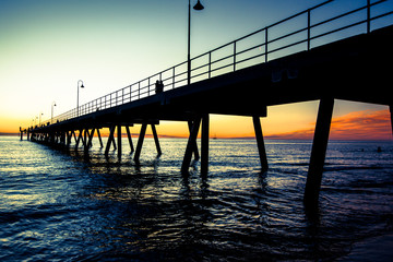 Fototapeta premium bridge on the sea sunset