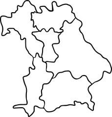 Landkarte, Bayern, Zeichnung, Oberbayern, Unterfranken, Mittelfranken, Allgäu, Schwaben, Franken, Bayerisch, Zeichnung