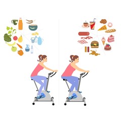 Woman Diet concept vector set.