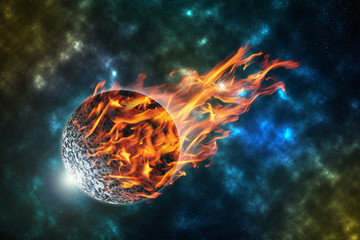burning meteorite in universe,element of this image furnished by nasa