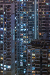 detail shot of  residential district at night in China.