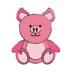 pig or cute stuffed  animal icon image