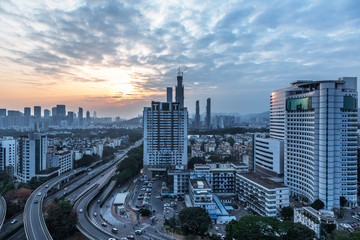 city skyline with residential district  in China.