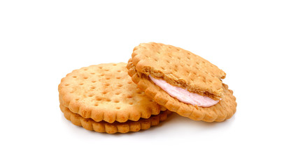 Sandwich biscuits on white background